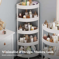 Space-Saving Rolling Corner Shelving Single-Tier Strong Load-Bearing Multi-Tier Rolling Trolley Easy Assembly Bathroom Shelf Increased Layer Height for Families, Homeowners, Renters, Narrow Areas, Bedroom, Laundry Room, Kitchen