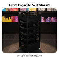 Plastic Cosmetic Trolley with Wheels Includes Dye Bowl Hairstylist Tool Organizer Cart Mobile Hairdressing Station Easy to Clean
