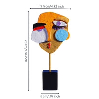 Abstract Human Face Statue Hand-Painted Abstract Face Sculpture Decor Geometric for Art Lovers, Living Room, Office
