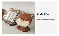 Sturdy Cartoon Dog Bookrest Multi-Purpose Adjustable Bookstand with Page Holders Book Stand Portable for Office Workers, Musicians, School, Desktop, Desk, Library