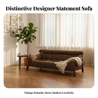 Upholstered 3-Seater Wooden Couch sturdy Wood Frame 3-Seater Lounge Couch Designer Look Sofa for Homeowners, partners, Apartment, Reception Area, Studio
