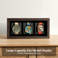 Solid Wood Long-Distance Race Medal Display Case Wall Mount or Tabletop Medal Display Frame Commemorative Collection for Children, Desktop