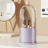 particleprotective Cover Rotating Brush Canister with Lid Compartmented Design Rotating Brush Holder with Lid Space Saving Makeup Organizer Large Capacity for cosmetic aficionados, Women, Dressing Table, vanity table, Desktop, Bathroom Counter