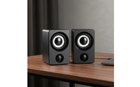 2 Pieces USB Powered Computer Speakers Deep Bass USB Powered Speakers Compact Design Mini Desktop Speaker Set for Enthusiasts