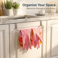 Cloth Holder and Towel Bar for Over Door Use, Stainless Steel Rack for Small Space Dorm Room Students