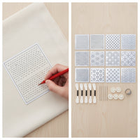 Hand-Stitching Sashiko Embroidery Template Kit Reusable Sashiko Starter Kit with Stencils Geometric Finger Cots with Thimble Allall-Inclusive for Crafters, Beginners, Diy Crafts, Mending Projects