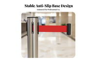 Retractable Belt Stanchion Stable and Anti-Tip Stainless Steel Queue Post Easy Installation Crowd Control Post with Belt for Banks, Airports, Stations
