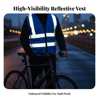 Reflective Vest Breathable Material Construction Worker Vest Lightweight for Road Workers, Security Personnel, Outdoor Work, Roadside, Warehouses