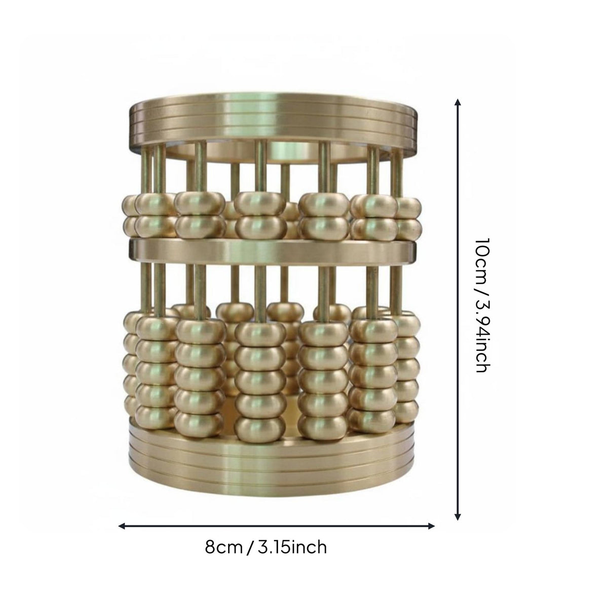 Copper Abacus Pencil Cup Business Gift Chinese Style Desk Ornament Handicraft Stationery Organizer for Study Room