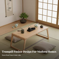 Serene-Inspired Design Japanese brew Table Space-Saving Floor Desk Multi-Functional Indoor Furniture Easy to Clean for Minimalism Lovers, Minimalists, Apartment Dwellers, floor cushion Room, Bay fenestration Area, Small areas, Bedroom