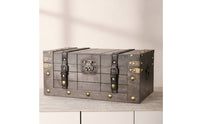 Wooden Box with Hinged Lid Weathered Wooden Box with Lock Compact Jewelry Chest for Dresser, Desk