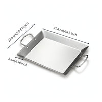 Rectangular Octopus Tray Double Handle Stainless Steel Serving Tray with Handles Shallow Serving Platter with Handles Food Grade for Hosts, Home Cooks, Hot Pot