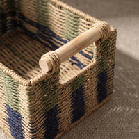 Woven Paper Rope Storage Basket Handmade Storage Basket with Handles Sturdy for Countertop, Kitchen