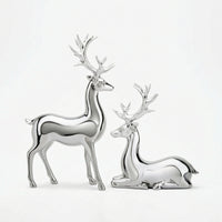 Electroplated Deer Figurine Reflective Deer Statue Resin Stag Figurine Sculpted for Living Room, Office, Entryway