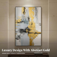 Luxury Design Gold Foil Abstract Art Rich Texture Gold Foil Wall Painting Ready to Hang Abstract Canvas Painting HD Print for Hotel Owners, Interior Designers, Office Managers, Entryway, Hallway, Living Room, Bedroom