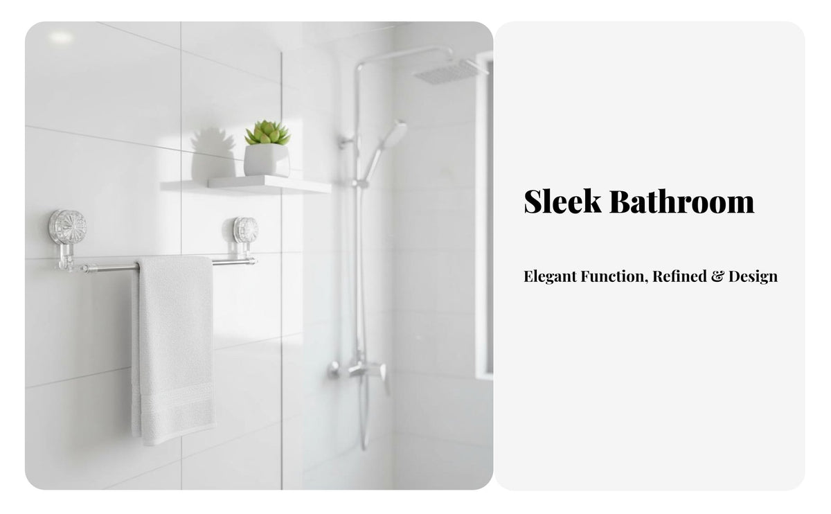 Suction Cup Extendable Towel Bar Drill-Less Setup Installation Washroom Fixture Damage Wall Organizer for Families, Homeowners, Washroom, Shower