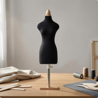 Female Dress Form Mannequin Fabric Covered Tailoring Mannequin Wooden Base