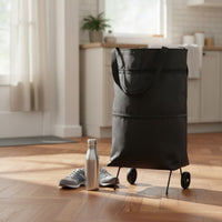 Foldable Shopping Bag with Wheels Portable Rolling Grocery Tote for Supermarket