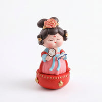 Chinese Girl Figurine Resin Wobble Base Figurine Traditional for Entryway, Shelf