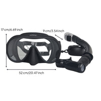 Tempered Glass Snorkeling Mask with Snorkel Wide-View Mask and Snorkel Set Clear Lens Water Sports Gear Silicone for Snorkelers, Travelers, Beach Trips, Pool Practice