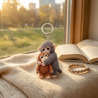 Handmade Crochet Monkey Keychain Adorable Monkey Keychain with Metal Loop Playful Accessory Decorative for Animal Lovers