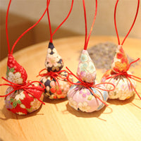 Embroidered Brocade Sachet Amulet with Lavender/Mugwort Filling, Japanese Style Lucky Charm Gourd Pouch