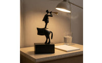 Boy Playing Trumpet Sculpture Modern Abstract Metal Sculpture Smooth Ornamental Statue for Bedroom