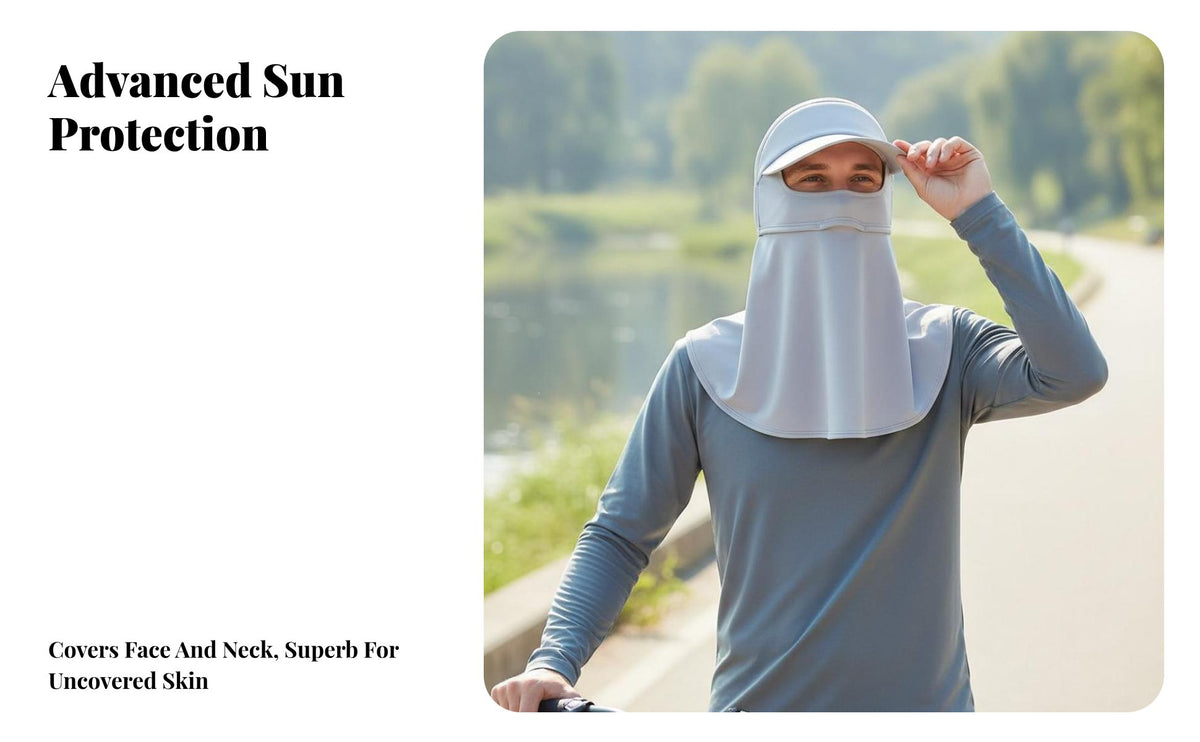 Full Face Sun Face Covering UPF 50+ Ice Silk Cooling Face Guard Protection Hat Face Covering Breathable Sun Hat with Neck