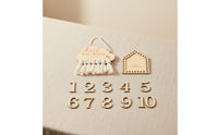 Baby Milestone Board with Numbers Wooden Nursery Hanging Sign Sleeping Reminder Plaque with Tassel Engraved puffShaped