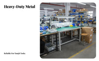 Steel Frame Construction Anti-Static Workbench Adjustable Leveling Feet Heavy-Duty Work Table Overhead LED Lighting Heavy Duty Work Table 2000 LBS Load Capacity for Technicians, Factory Workers, Assembly Line, Laboratory, Warehouse, Basement