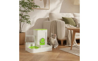 2-in-1 Automatic Cat Feeder with Water Dispenser Integrated Cat Feeder with Water Dispenser Rotatable Pet Feeding Station Space-Saving for Cats, Small Dogs, Home, Kitchen