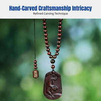 Rosewood Tiger Pendant, Zodiac Necklace, Hand-Carved Car Charm
