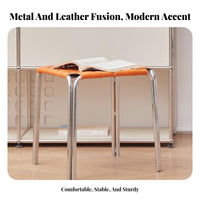 Stackable Woven Top Stacking Stool Light Luxury Design Backless Chair Space-Saving Dining Seat Sturdy Construction for Apartment Dwellers, Interior Decorators, Small Apartments, Kitchen, Living Room, Entryway