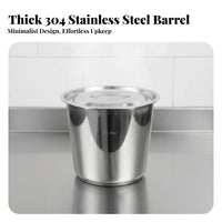 Stainless Steel Bucket with Lid Extra Thick Large Capacity Soup Barrel Handleless Utility Pail for Caterers, Home Cooks, Catering