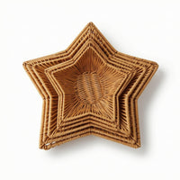 Star-Shaped Wicker Tray Shallow Star-Motif Weave Basket Decorative for Tabletop