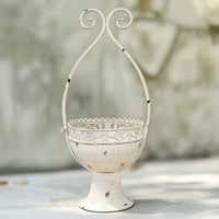 Metal Planter with Handle Vintage Pedestal Rustic Metal Planter Pot for Gardeners, Patio, Balcony, Porch
