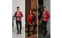 Character-Inspired Costume Set with Glasses Long-Sleeve Faux Leather Coat with Shirt Button-up Cosplay Outfit Bold for Cosplayers, Performers, Themed Parties, Stage Performances