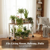 Multi-Tier Plant Stand With Wheels Tiered Plant Stand Space Saving Rolling Flower Rack for Balcony, Living Room, Indoor