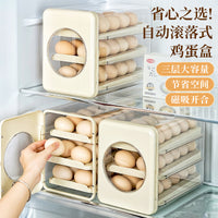 Egg Storage Box with Rolling Dispenser for Refrigerator Door