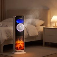 Tower Heater with Flame Effect Vertical Electric Heater Fan Oscillating Wireless Control for Living Room, Bedroom
