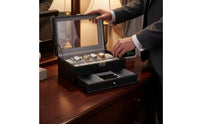 2-Tier Watch and Jewelry Box Debris-Resistant-Resistant 12-Compartment Watch Display Case 2-Tier Jewelry Organizer Soft Interior