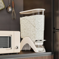 Dry Food Dispenser Press-Style Rice Dispenser Grain Container with Cup Countertop Bin BPAclear for Home Cooks, Kitchen, Pantry