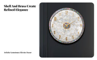 Drill-Drillless Installation Shell Face Wall Clock Quartz Movement Mother of Pearl Clock Easy to Hang for Gift Givers, Bedroom, Entryway