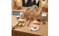 Pretend Pretend Tea Set Early Learning Wooden Picnic Set Smooth Children's Playset for Young Children, Kids