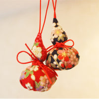 Embroidered Brocade Sachet Amulet with Lavender/Mugwort Filling, Japanese Style Lucky Charm Gourd Pouch