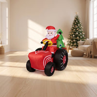 Inflatable Santa on vehicle Festive the Holiday Figure Giant Yard Decoration for Lawn