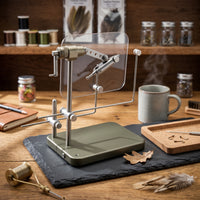 Fly Tying Bench Vise Translucent Backing Board Rotary Fly Tying Vise Metal Body Clamp Stand