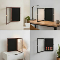 Pin Display Case with Hinged Door Wall-Mounted Shadow Box with Glass Front Rectangular Shadow for Collectors, Home Decor, Office