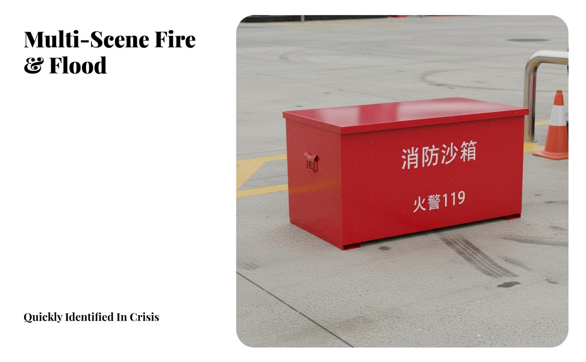 Firefighting Sand Box Cold-Rolled Steel Construction Emergency Sand Container Sturdy Red Metal Fire Box for Officers, Gas Stations, Warehouses