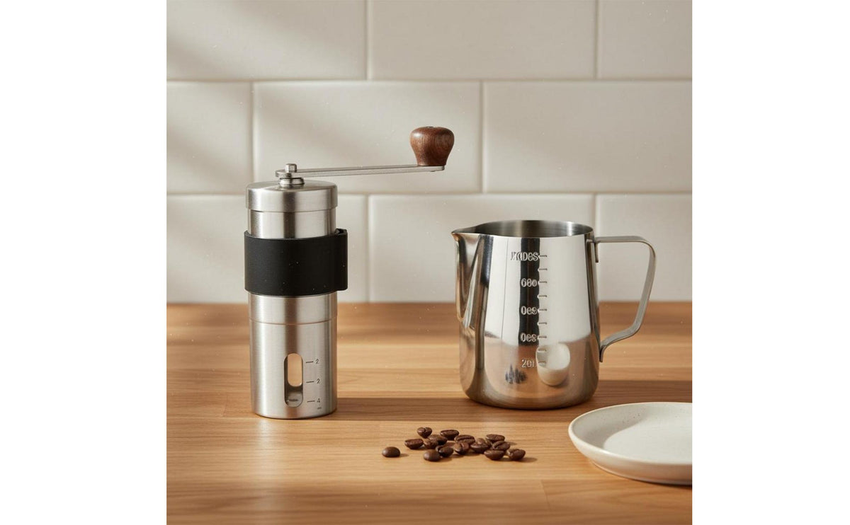 Manual Coffee Grinder Anti-Slip Grip Hand Coffee Bean Grinder Kitchen Gadget Lightweight Viewing Window for Travelers, Camping